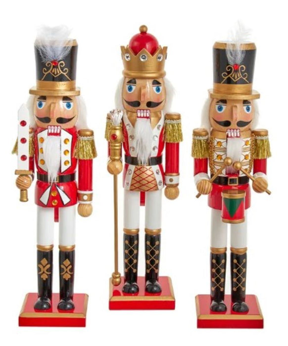 15" Nutcracker - Rd/Wht Soldier/King