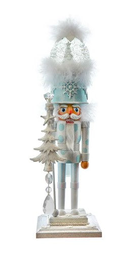 20" Hollywood Nutcrackers - Lighted Animated Musical White Soldier Water Globe Hat