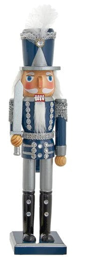 15" Dark Blue and Silver Nutcrackers