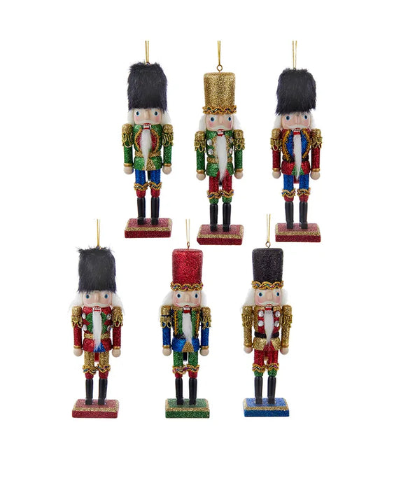 6" Wooden Nutcracker with Glitter Ornament