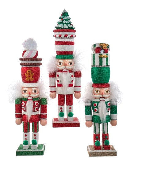 18" Hollywood Nutcrackers - Red, Green & White Whimsical Hats