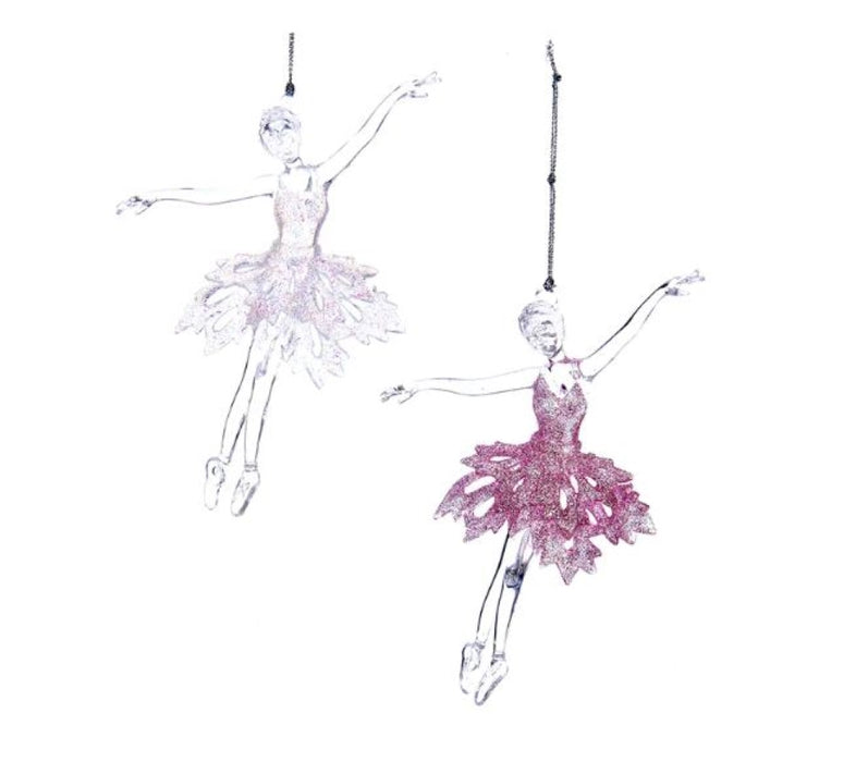 Pink and White Ballet Girl Acrylic Ornament