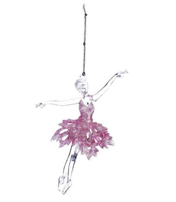 Pink and White Ballet Girl Acrylic Ornament