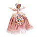 a 3-quarter view of a mother Ginger ornament with a pink gown & 3 children sticking out of her skirt