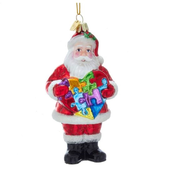 Noble Gems™ Autism Awareness Santa Glass Ornament